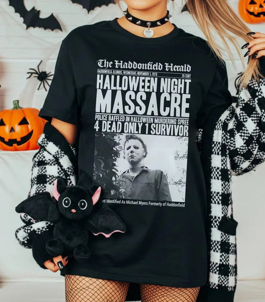 Michael Myers Massacre Newspaper Tee